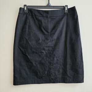 Worthington Floral Damask Mini Skirt Straight Slit Sz 16 Black Goth Vamp Fairy